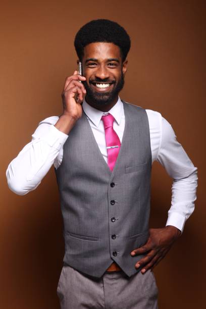 istock Beautiful black man in front of a brown background 1078455706