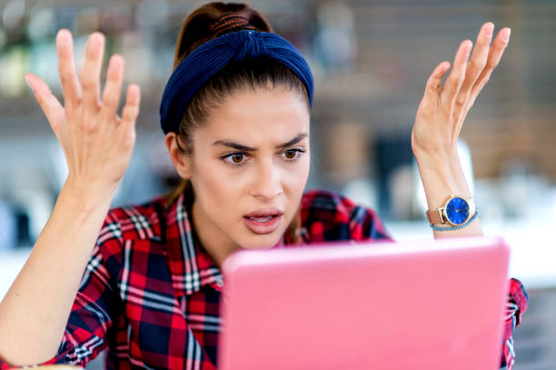 istock Young girl have problems till shopping online 1078461030
