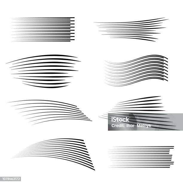 Speed lines isolated set. Comics motion lines for fast moving