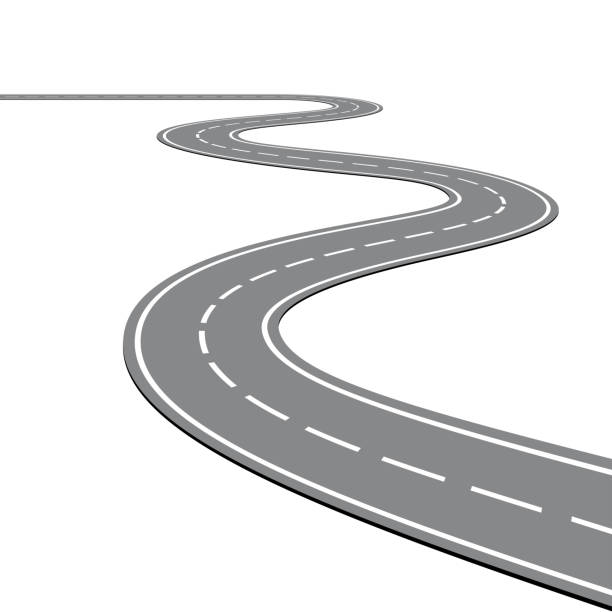 bir beyaz izole arka plan üzerinde yol virajlı - road stock illustrations