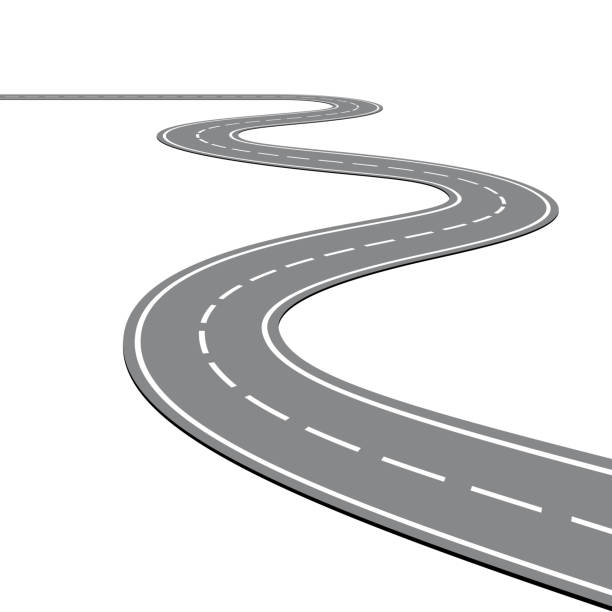 Winding Road on a White Isolated Background