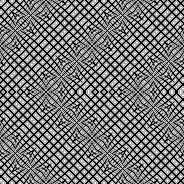 Design seamless monochrome zigzag pattern Design seamless warped zigzag pattern. Abstract monochrome background. Vector art. No gradient tetragon stock illustrations