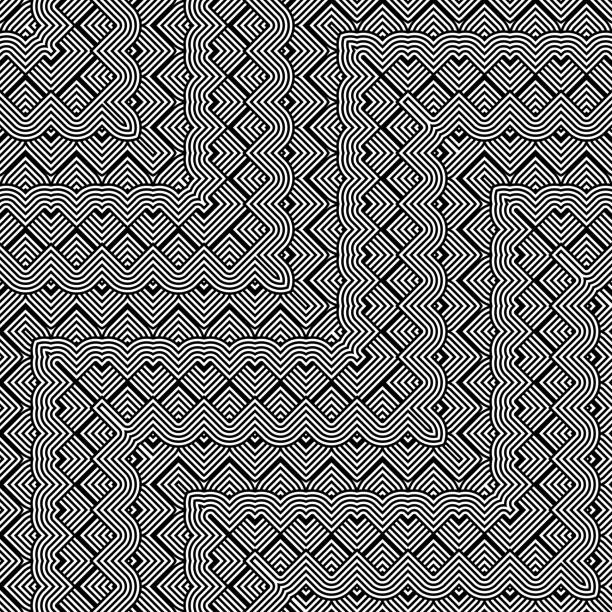 ilustrações de stock, clip art, desenhos animados e ícones de design seamless monochrome zigzag pattern - 11877