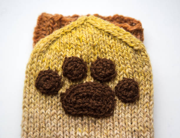 istock A beautiful closeup od a knitted wool socks with a crocheted animal paw pattern. 1078469860