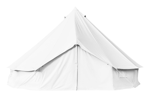 Canvas bell tent isolated on white background