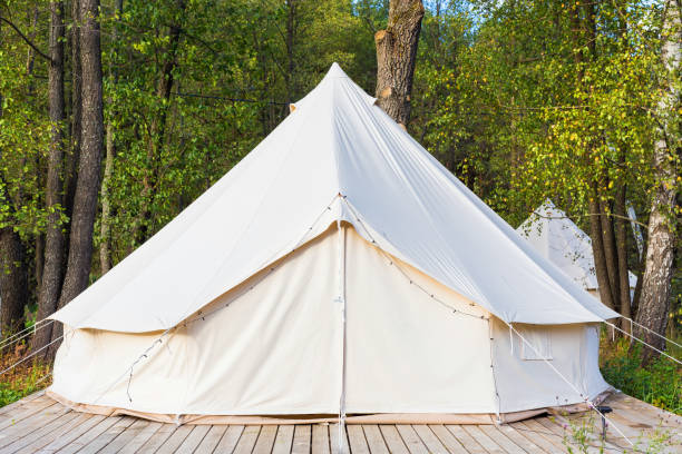 istock Canvas glamping tent at forest 1078472254