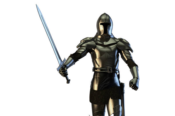 istock knight in armor with sword in hand 3D render 1078473150