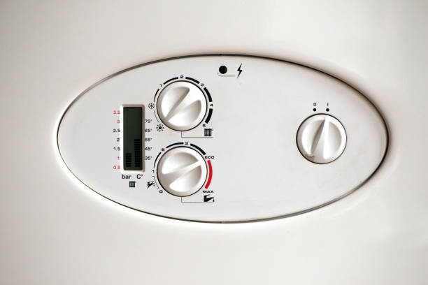 combi caldeira - boiler gas boiler thermostat control panel - fotografias e filmes do acervo