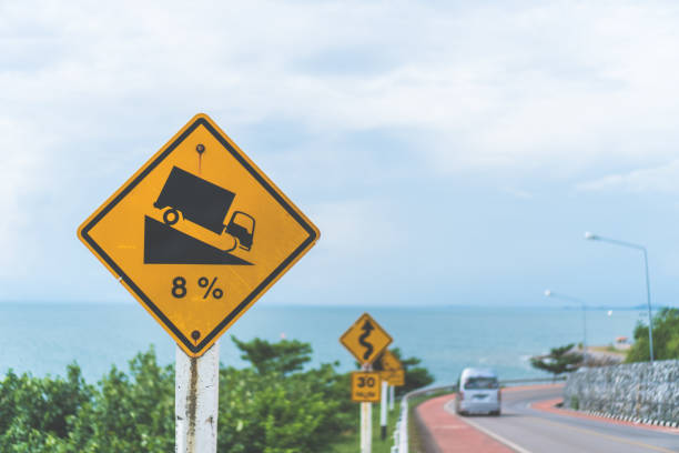istock Traffic sign show beside road with beach view background. 1078477878