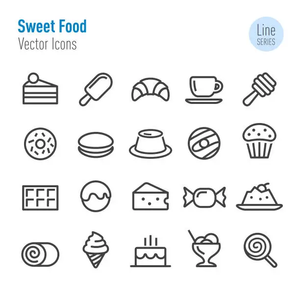 Vector illustration of Sweet Food Icons - Vector Line Series