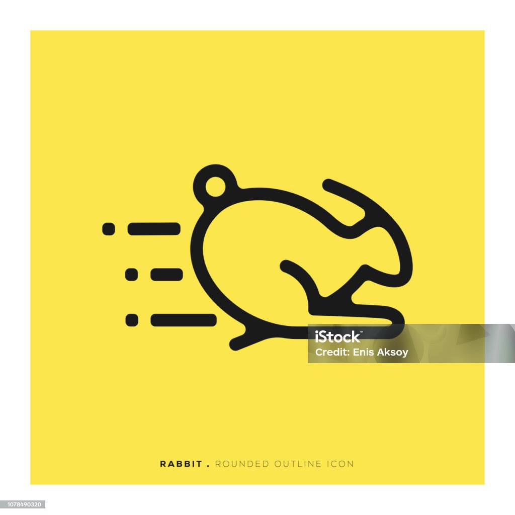 Rabbit Rounded Line Icon Speed stock vector