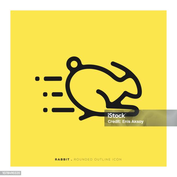 Rabbit Rounded Line Icon Stock Illustration - Download Image Now - Speed, Running, Rabbit - Animal
