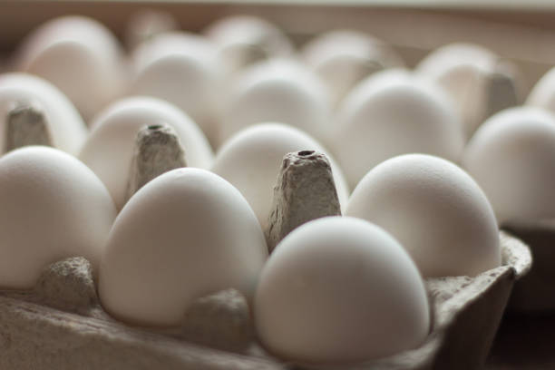 istock cassette of white fresh chicken eggs close-up 1078492078