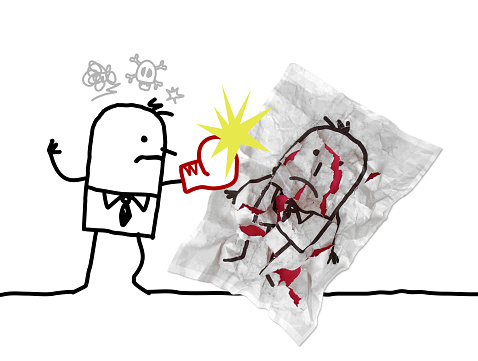 Cartoon Violent Man Hitting very Badly a Man Picture