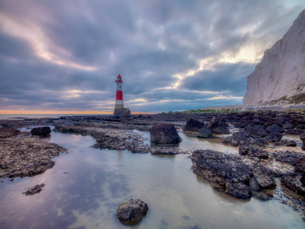 istock Looking up to Beachy Head light and cliff - a stitched panorama processed with HDR technology - taken from below the light house at Beachy Head, East Sussex, UK 1078499568