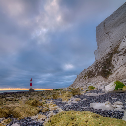 Beachy Head Light from a low vantage point - a stitched panorama image with HDR processing - East Sussex, UK
