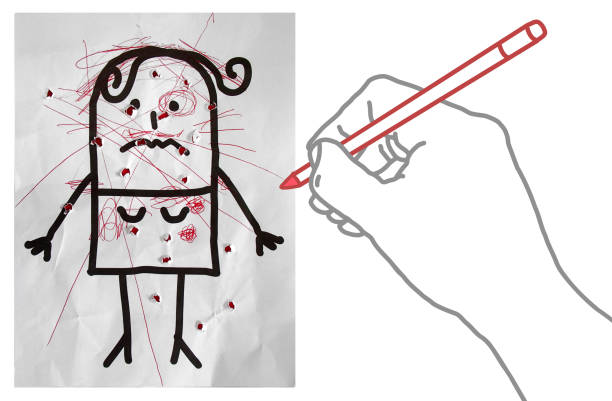 istock Cartoon Hand Making Scribbles on a Woman portrait 1078503716