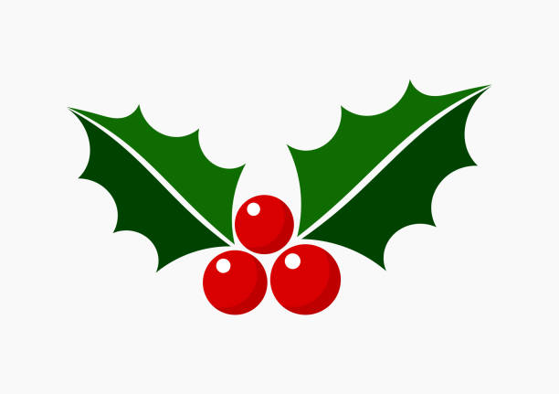 christmas holly symbol symbol. - christmas holly mistletoe symbol stock-grafiken, -clipart, -cartoons und -symbole