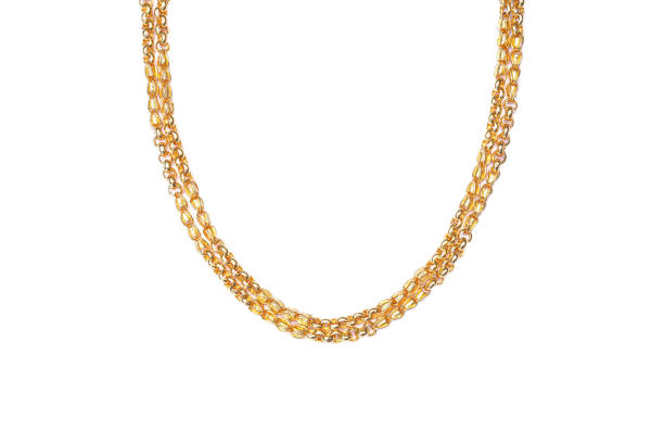 istock Gold necklace on white background 1078509838