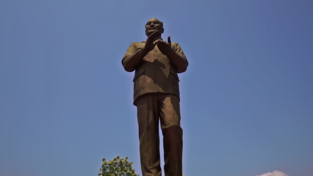 Monument to President Souphanouvong, Luang Prabang, Laos, tilt up