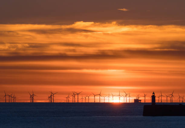 istock Rampion Windfarm and Newhaven Lighthouse at Sunset 1078518220