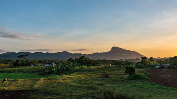 Vinales mountain range from valley floor in Cuba
