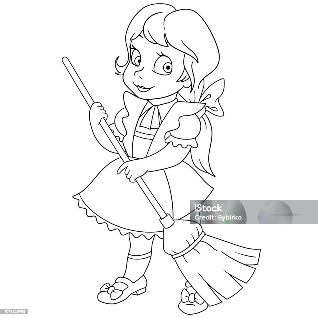 Ilustración de Página Para Colorear De Niña Barriendo y más Vectores Libres de Derechos de Niñas - Niñas, Página de libro para colorear - Técnica de ilustración, Adolescente - iStock Ilustración de Página Para Colorear De Niña Barriendo y más Vectores Libres de Derechos de Niñas - Niñas, Página de libro para colorear - Técnica de ilustración, Adolescente - iStock