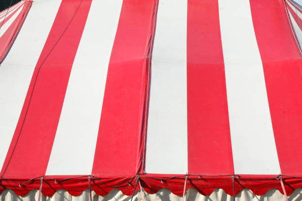 istock red and white tarpaulin, tent roof 1078527834