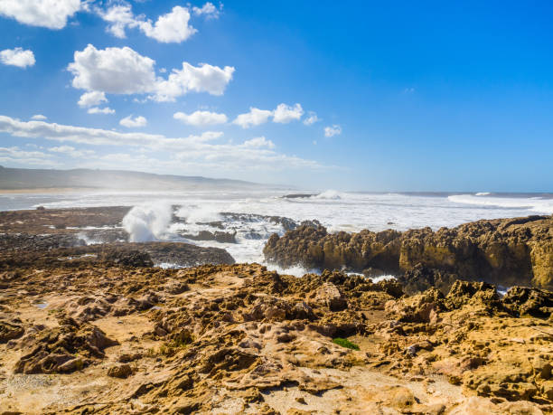 Stormy surf on Bhaibah beach near Essaouira, Morocco