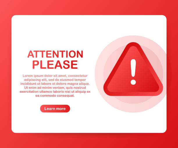 Attention please vector banner or landing page template. Vector illustration. Attention please vector banner or landing page template. Vector stock illustration. showing off stock illustrations