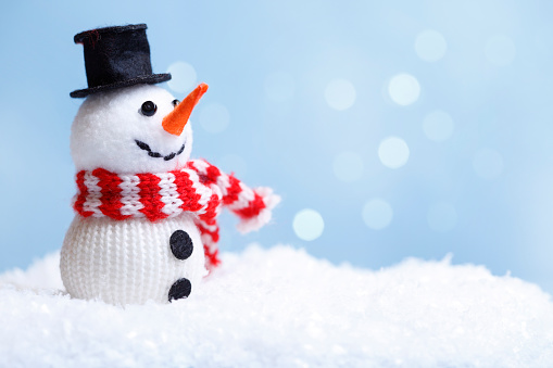 Little textile snowman with copy space