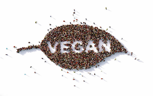 istock Human Crowd Forming A Big Leaf Symbol With Vegan Text 1078540302