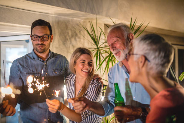 istock Beautiful family new year celebration 1078540624