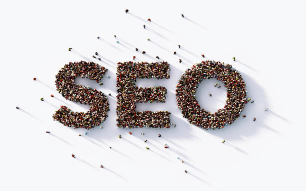 Human Crowd Forming A Big SEO Word On White Background Human crowd forming a big SEO word on white background. Horizontal  composition with copy space. Clipping path is included. SEO and social media concept. SEO stock pictures, royalty-free photos & images