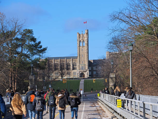 The gothic tower of University College at Canada's Western University stock photo