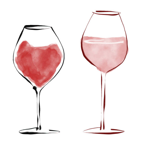 ilustrações de stock, clip art, desenhos animados e ícones de red wine glasses - red wine