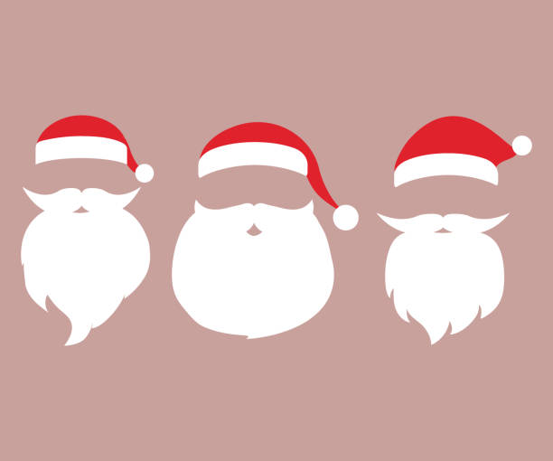 Cap and mustache with a beard of Santa Claus Cap and mustache with a beard of Santa Claus on a white background. Photo mask template accessory beard stock illustrations