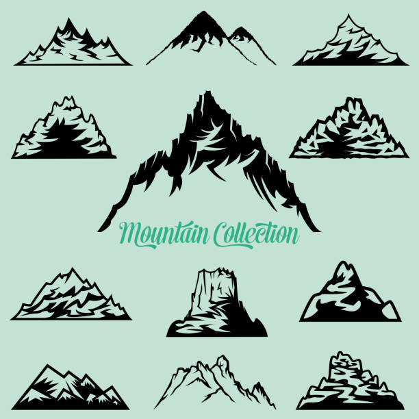 Collection of Mountain Silhouettes Clip Art Vector Illustration of a beautiful Collection of Mountain Silhouettes Clip Art mountain clipart stock illustrations