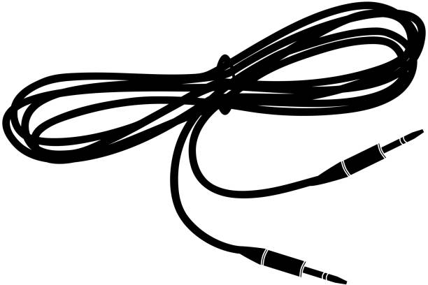 Guitar Patch Cord AMP Cable Vector Generic patch cord for connecting guitar to AMP in vector amplifier plug stock illustrations