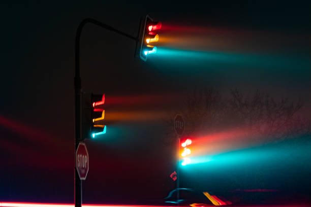Traffic lights in the fog