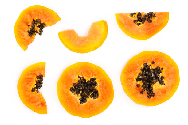 istock ripe slice papaya isolated on a white background. Top view. Flat lay 1078583386