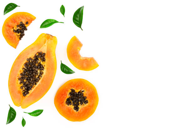 istock ripe slice papaya isolated on a white background with copy space for your text. Top view. Flat lay 1078583412