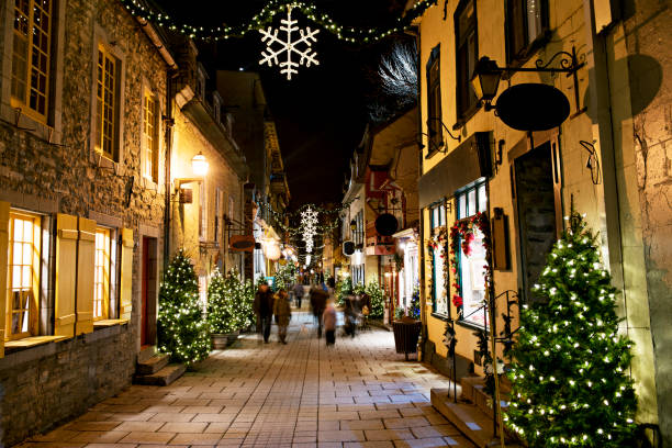 istock Petit- Champlain at Lower Old Town at night on christmas event 1078583500