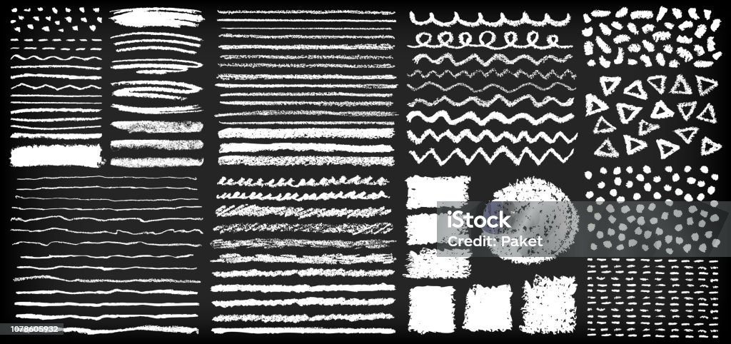 Set of hand painted chalk crayon brushes Set of hand painted chalk crayon brushes on a blackboard style background. Grunge vector illustration. Chalk Drawing stock vector