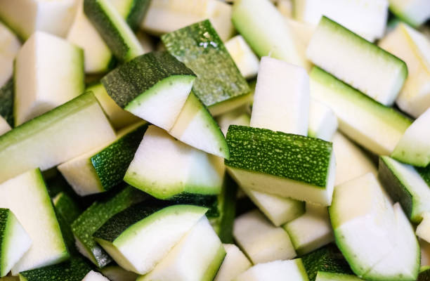 istock Courgette or Zucchini Chopped Cubes . close up 1078612326