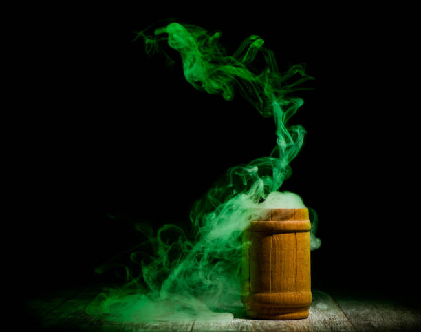 istock green smoke from wooden jar 1078623380