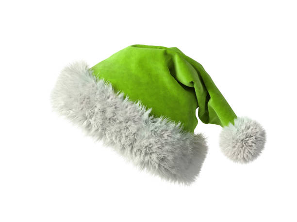 istock Santa Claus green hat isolated on white background 3D rendering 1078665446