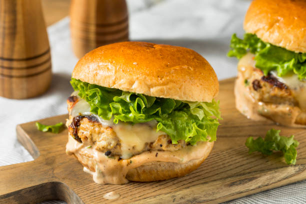 istock Spicy Homemade Chipotle Chicken Burger 1078668354