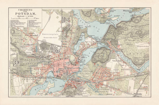 istock Map of Potsdam and surroundings, Brandenburg, Germany, lithograph, published 1897 1078668786