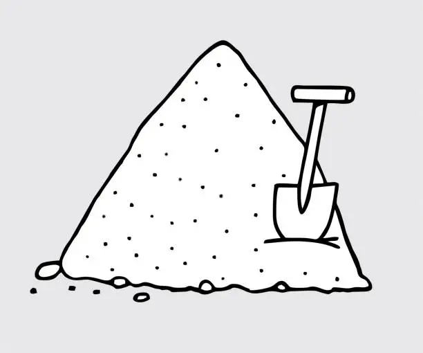 Vector illustration of Construction sand and shovel